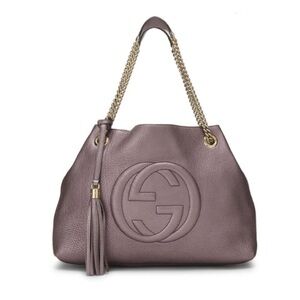 Authentic Gucci Metallic Leather Soho Tote 2-way